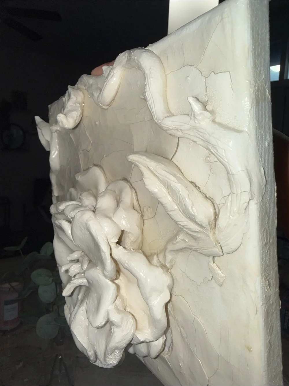 OPEN TO NEGOTIATE Handcrafted Clay Flower Wall canvas - Cream